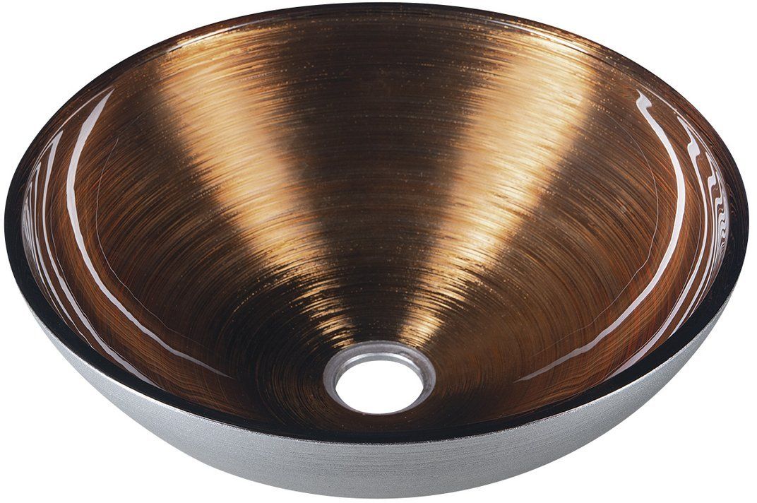 Sapho Murano lavabo 40x40 cm rotonda da appoggio marrone/beige-argento lucida AL5318-66