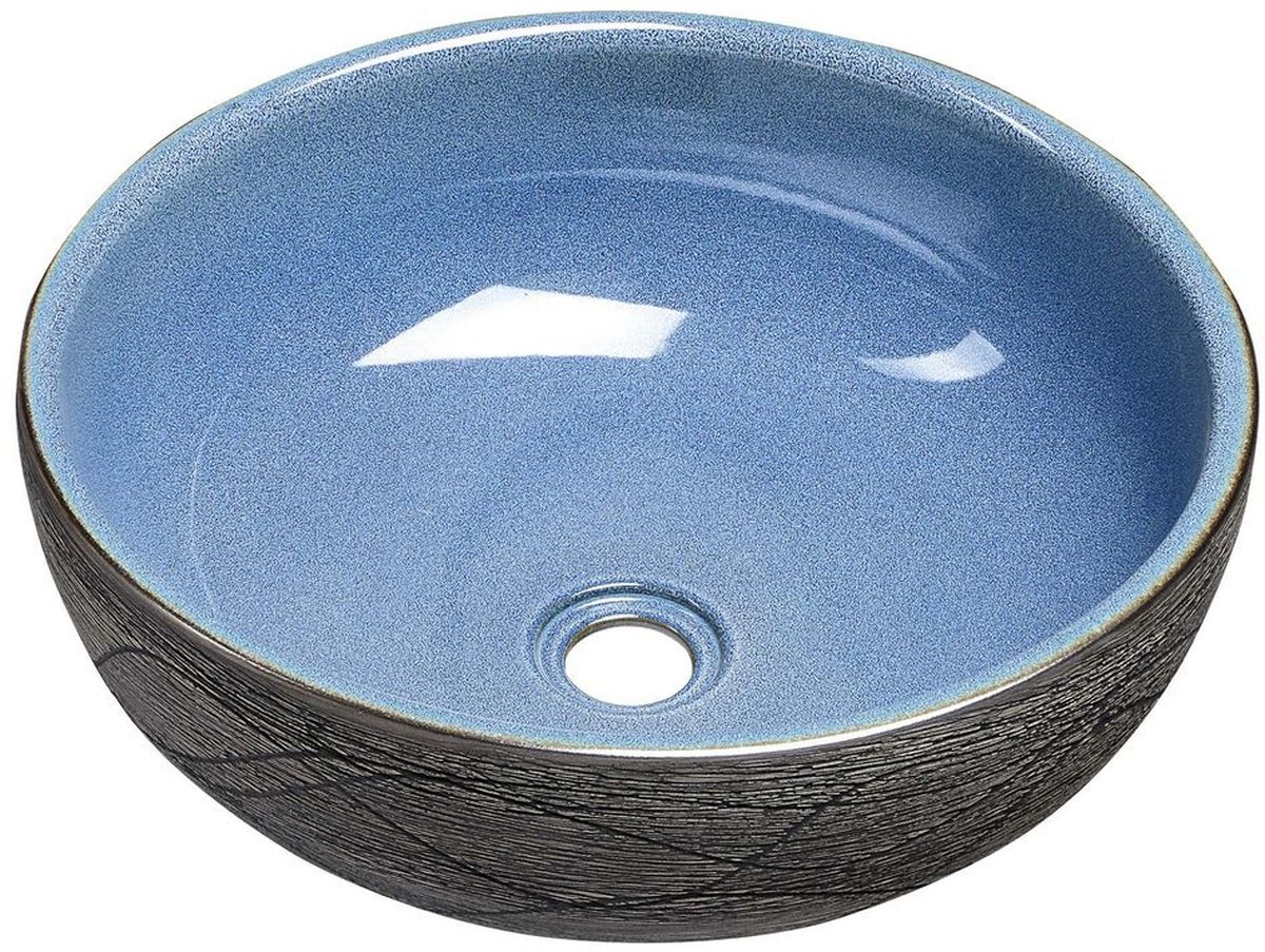 Sapho Priori lavabo 41x41 cm rotonda da appoggio grigio/pietra-blu PI020