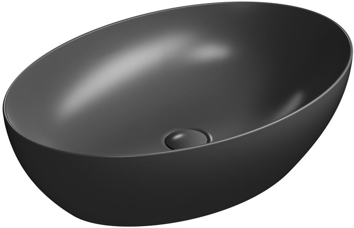 GSI Pura lavabo 60x42 cm ovale da appoggio nero 884226
