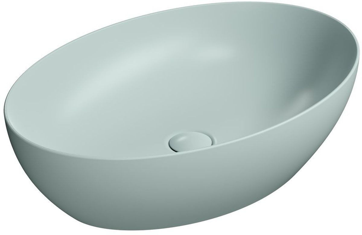 GSI Pura lavabo 60x42 cm ovale da appoggio blu opaca 884215