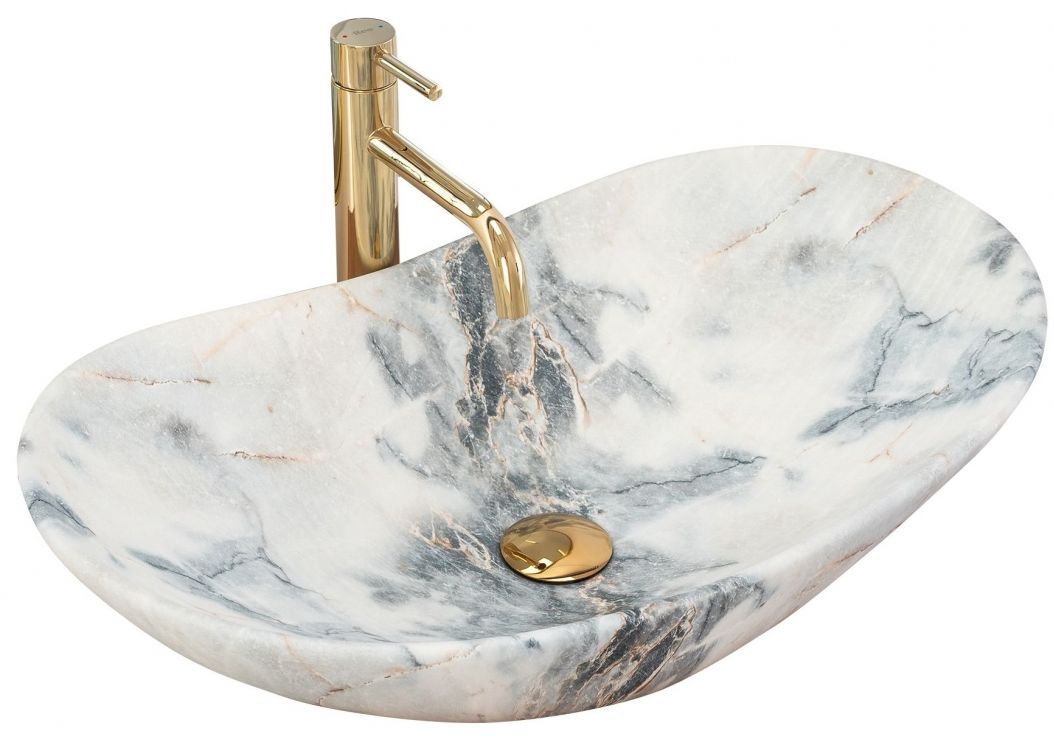 Rea Royal lavabo 62x36 cm ovale da appoggio grigio/pietra REA-U8742