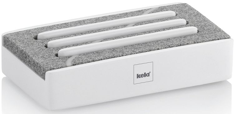 Kela Cube portasapone da appoggio bianco-grigio 23691