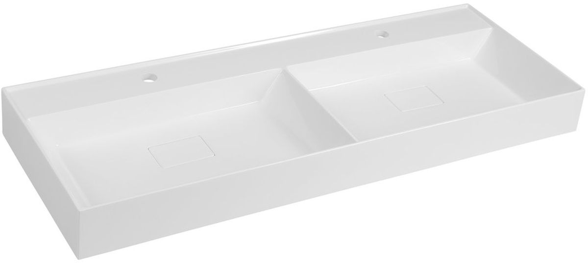 Sapho Godiva lavabo 119x44 cm rettangolare a parete-da mobile-doppio bianco GU119