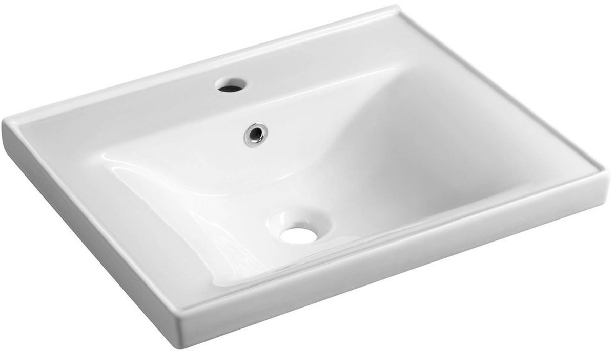 Aqualine Sava lavabo 55x46 cm rettangolare a parete-da mobile bianco 2055