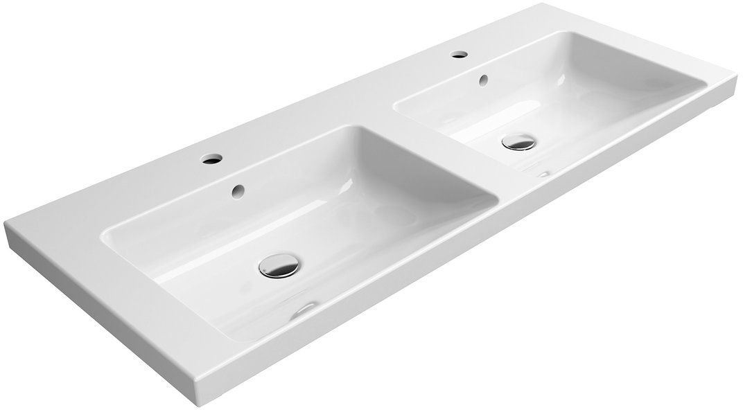 GSI Norm lavabo 125x50 cm rettangolare a parete-da mobile-doppio bianco 8627111
