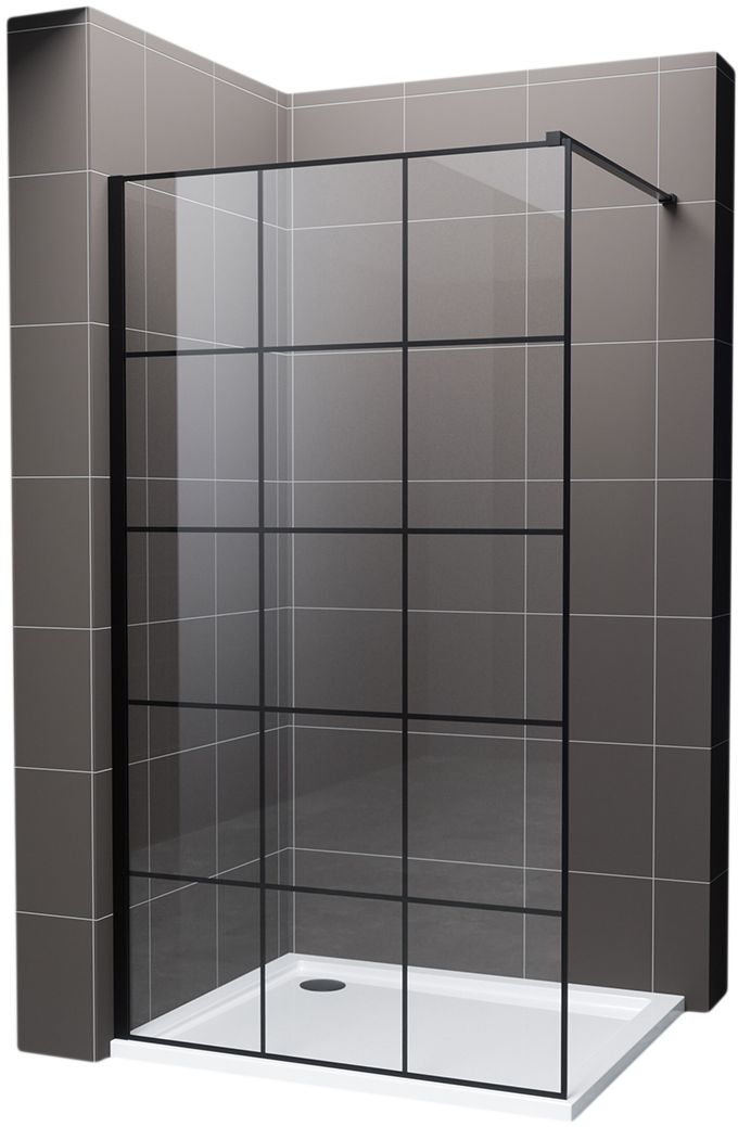 Hagser Agatha parete doccia walk-in 120 cm nero opaca/vetro trasparente HGR13000022