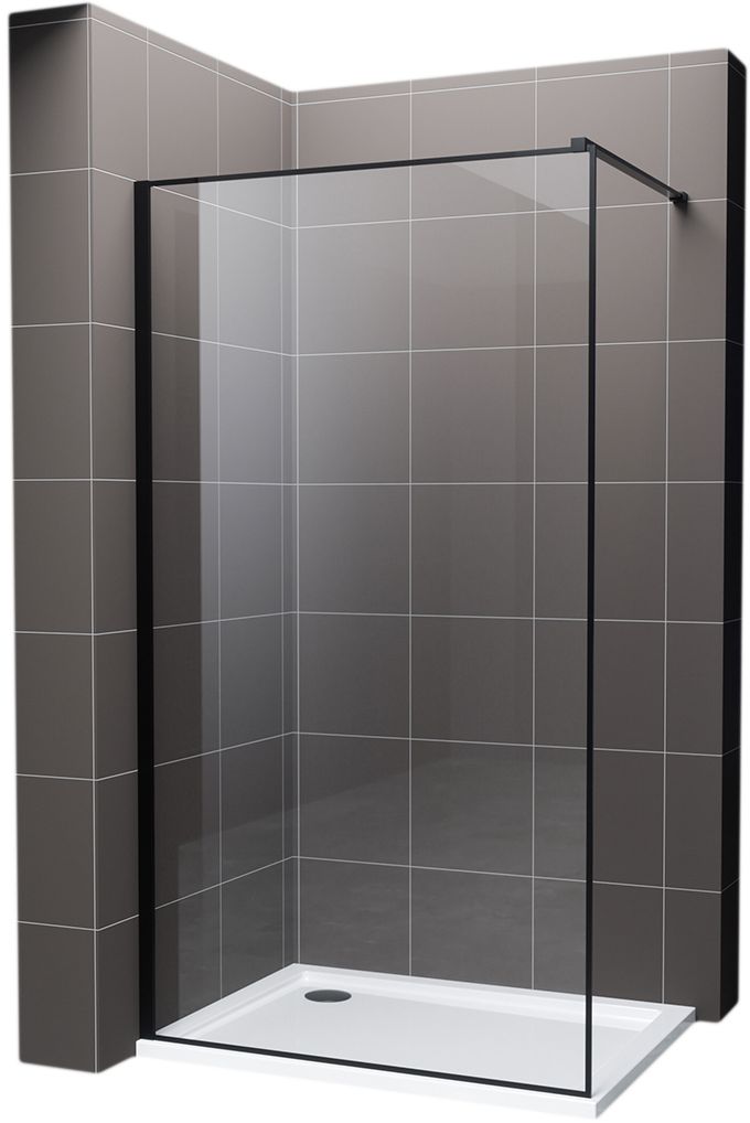 Hagser Hawisa parete doccia walk-in 90 cm nero opaca/vetro trasparente HGR50000022