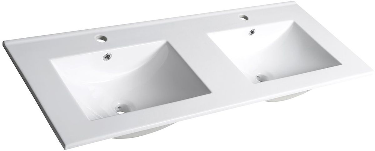 Sapho Slim lavabo 121.5x46 cm rettangolare da mobile-doppio bianco lucida 1601-120