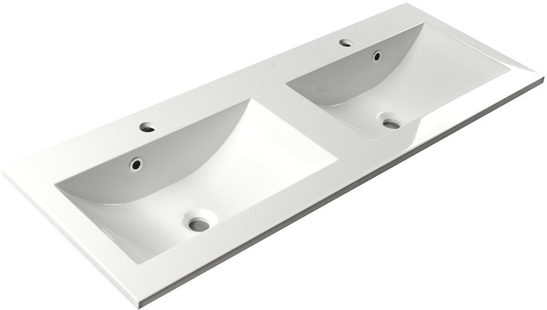 Sapho Yukon lavabo 120x45 cm rettangolare da incasso-doppio bianco YU120