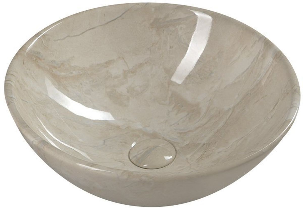 Sapho Dalma lavabo 42x42 cm rotonda da appoggio marrone/beige lucida MM127