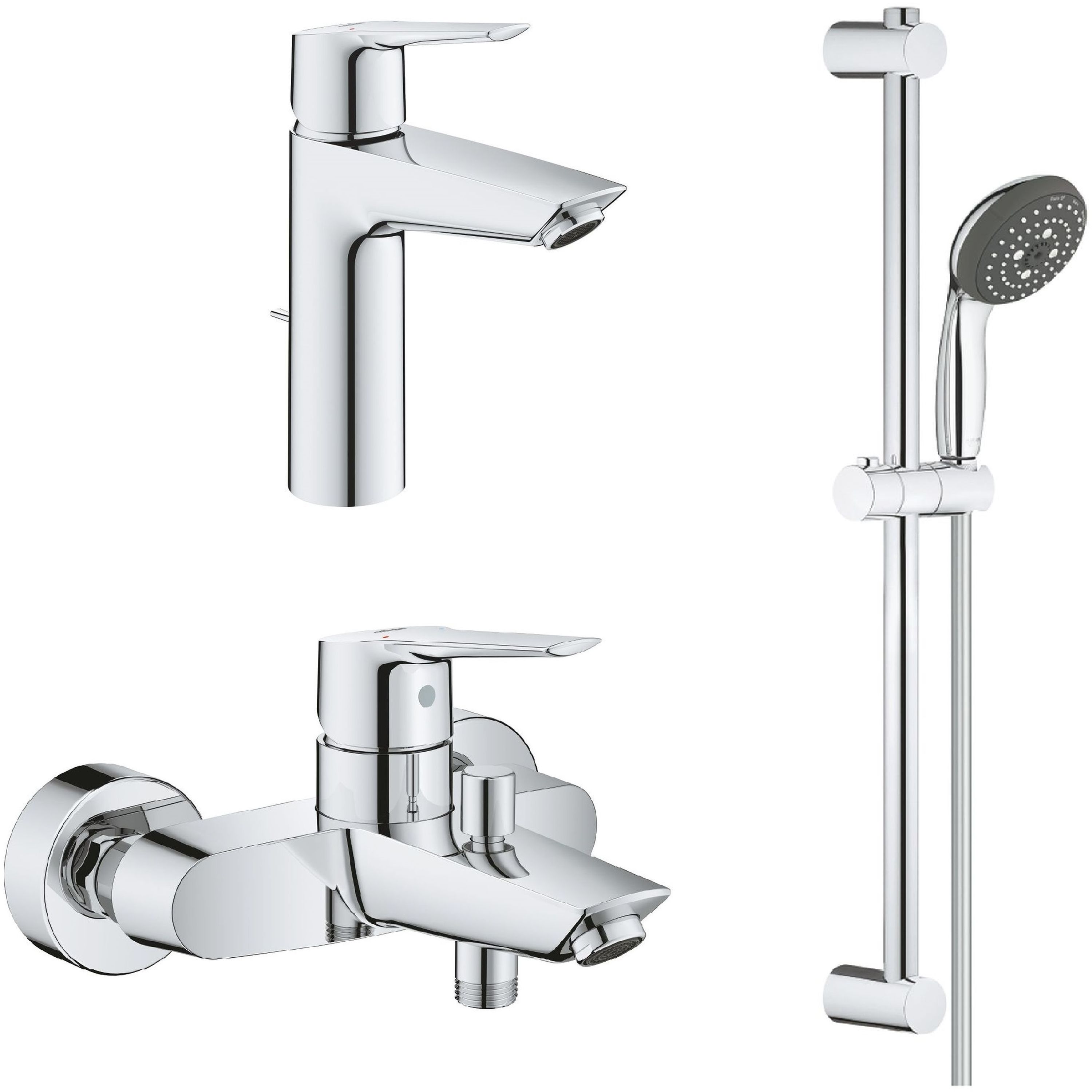 Set rubinetto per vasca e doccia Grohe Start 24206002, rubinetto per lavabo Grohe Start 23455002, 26032000