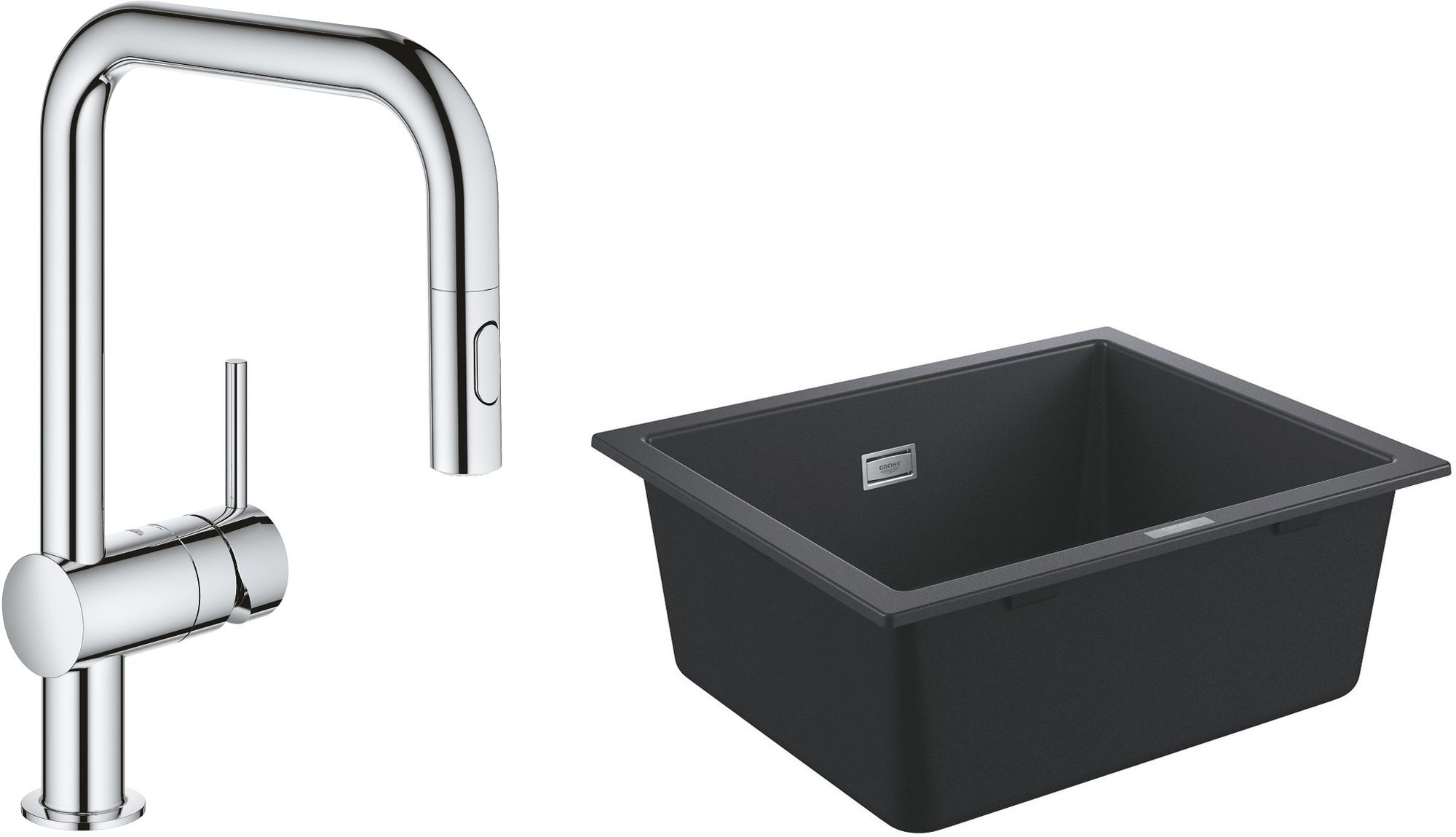 Set lavello in granito Grohe K700 31654AP0, rubinetto da cucina Grohe Minta 32322002