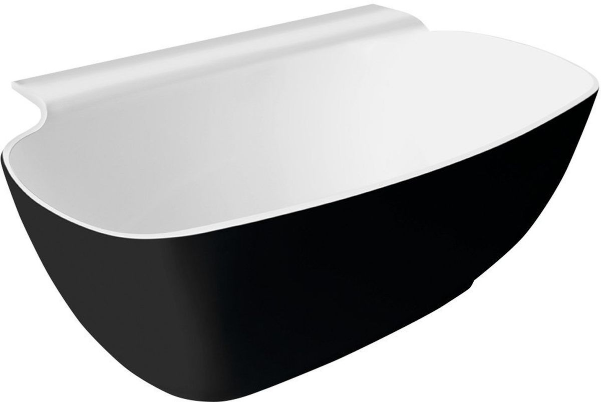 Polysan Nigra vasca da bagno a parete 158x80 cm ovale bianco-nero-bicolore 72975
