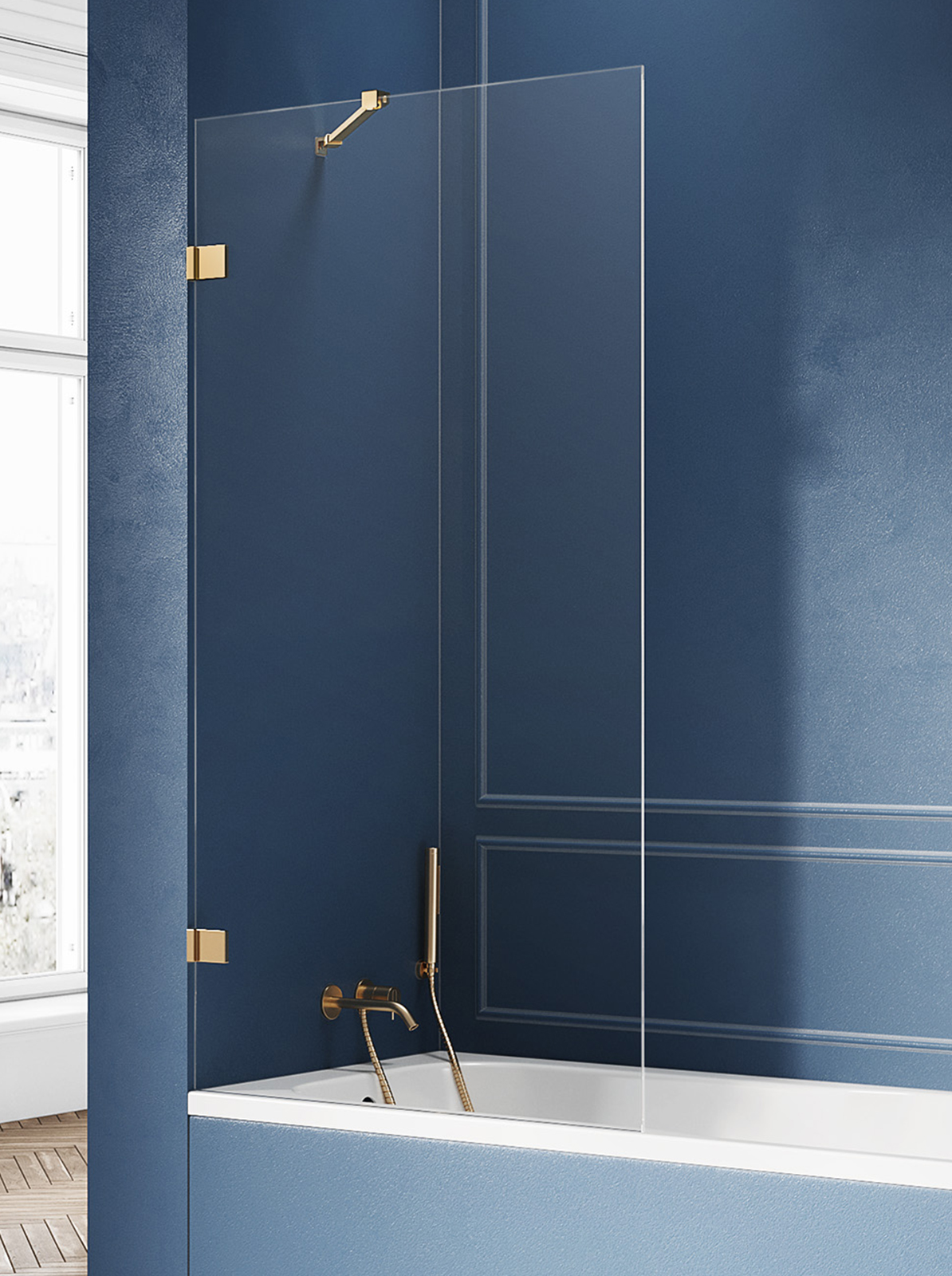 New Trendy Avexa Gold parete vasca 70 cm 1 anta oro spazzolata/vetro trasparente EXK-2006