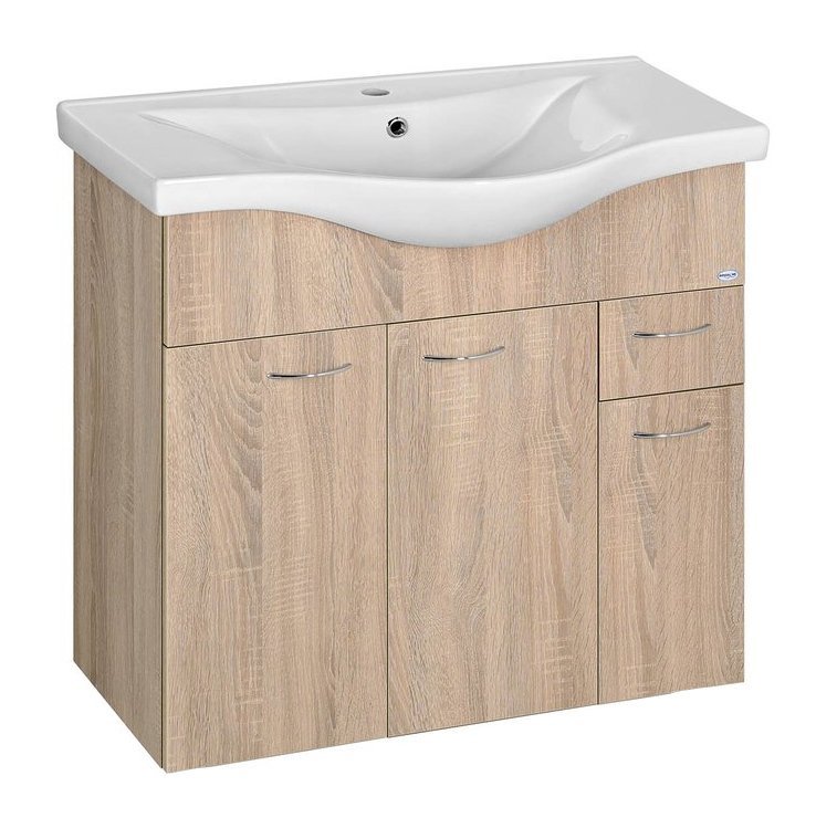 Aqualine Keramia Fresh armadietto 75.1x35x74 cm sottolavabo sospeso rovere 50083
