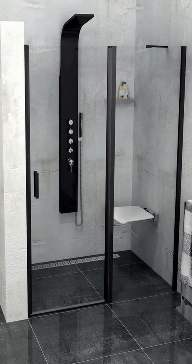 Polysan Zoom Line Black porta doccia 120 cm a battente nero opaca/vetro trasparente ZL1312B