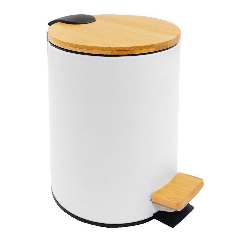 Aqualine Bambus secchio della spazzatura 3 l bianco BI006