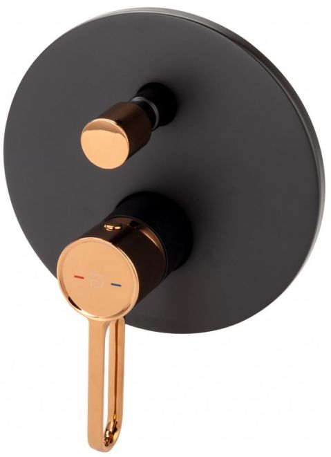 FDesign Zaffiro rubinetto per vasca e doccia da incasso nero FD1-ZFR-7P-25