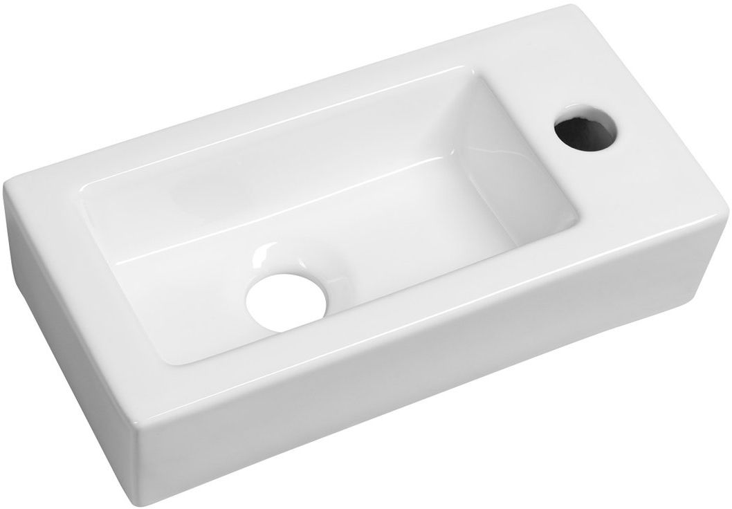 Sapho Small lavabo 37x19 cm rettangolare a parete-da appoggio bianco AR495