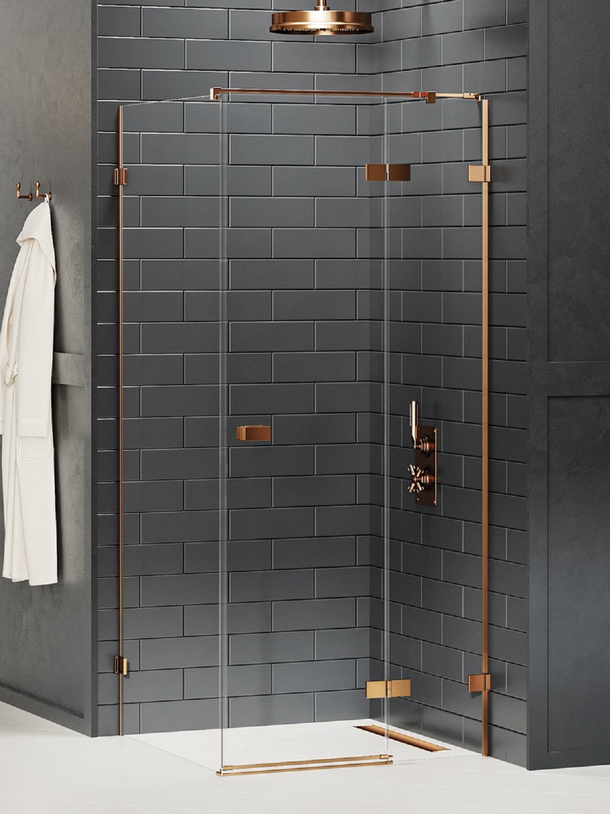 New Trendy Avexa Copper Brushed box doccia 90x90 cm quadrato rame spazzolata/vetro trasparente EXK-3583