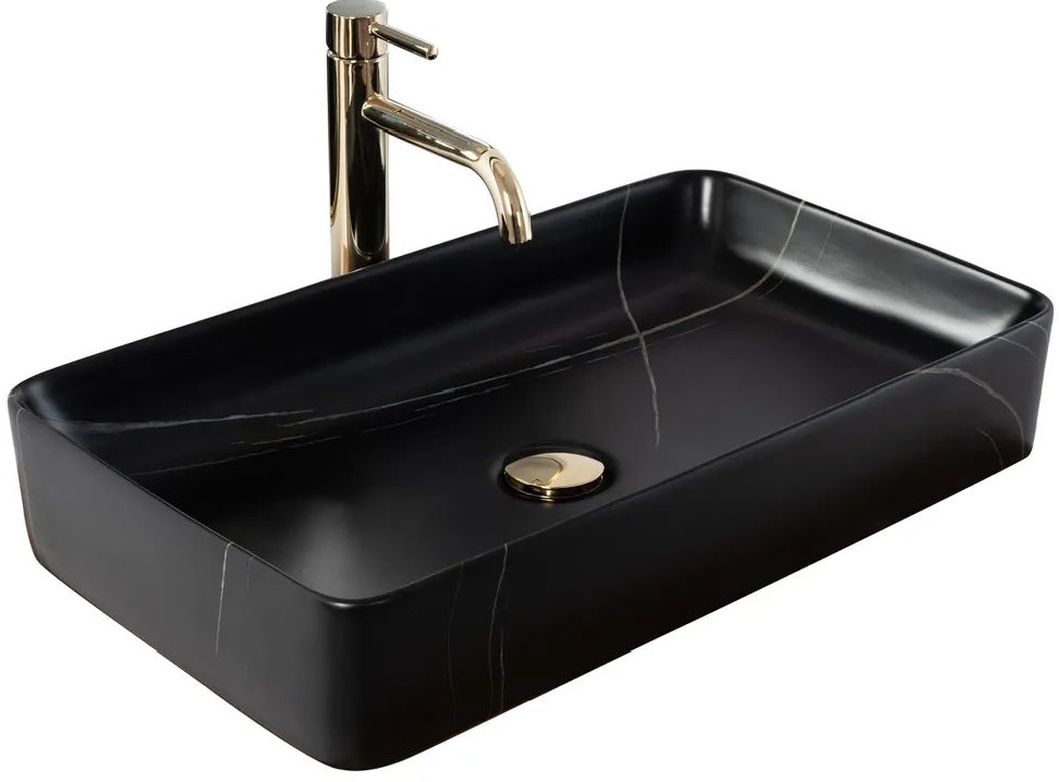 Rea Denis lavabo 61x35 cm rettangolare da appoggio nero REA-U6510