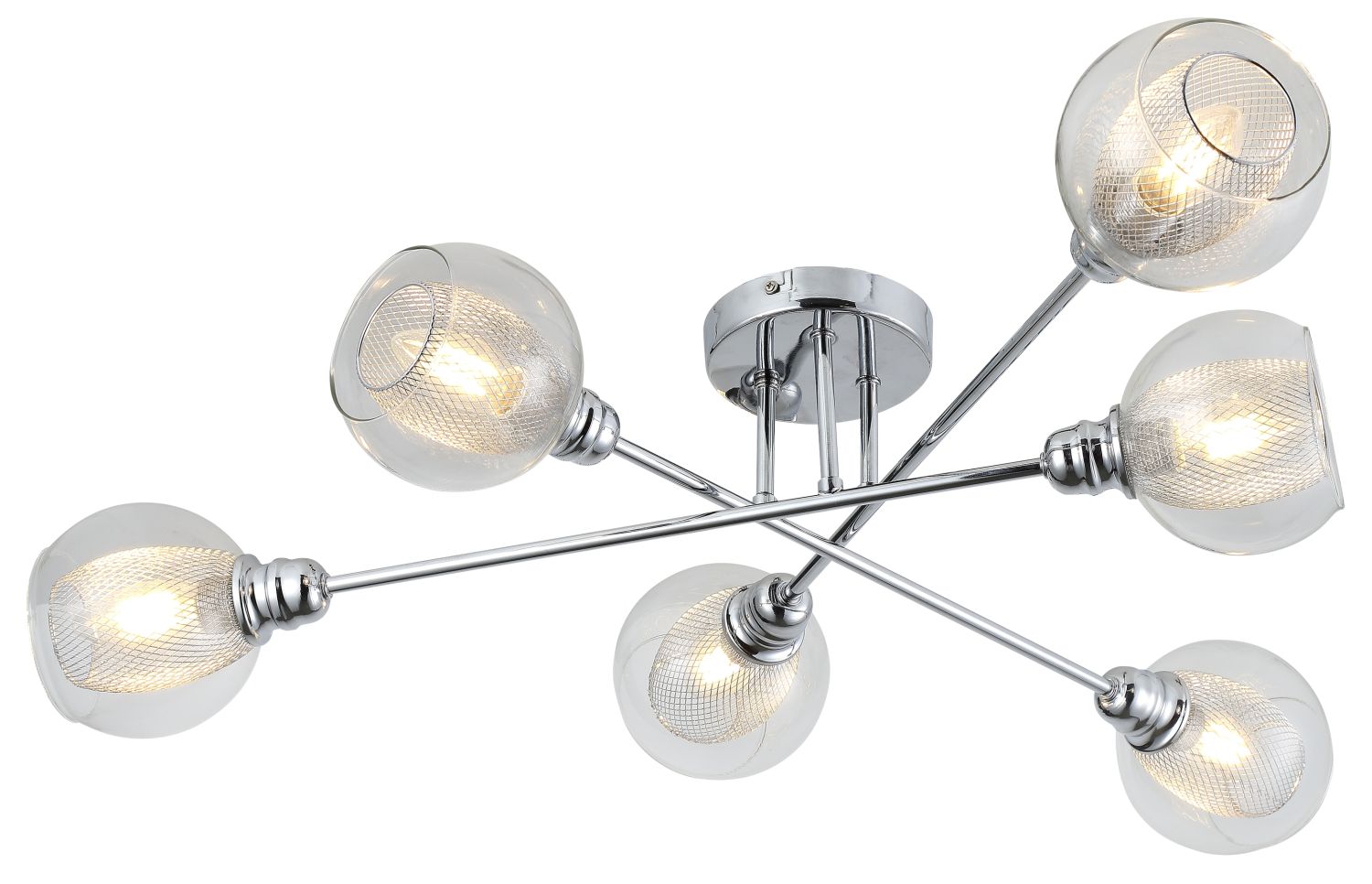 Candellux Dixi lampada da soffitto 6x40 W cromo-trasparente 36-61362