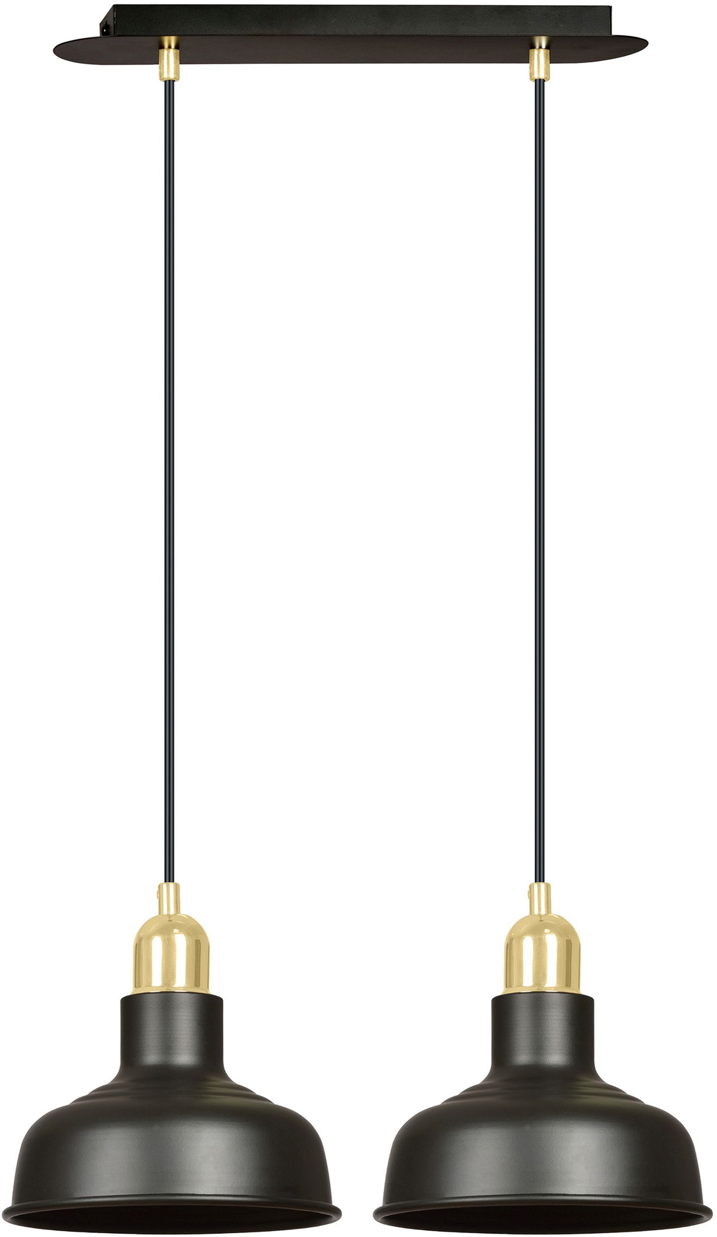 Emibig Ibor lampada sospesa 2x15 W nero-oro 1042/2