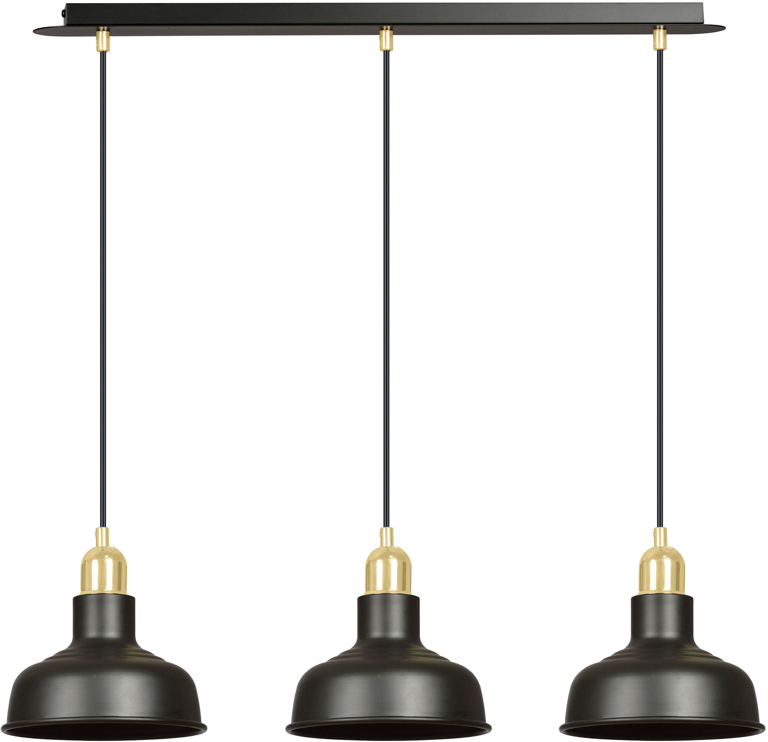 Emibig Ibor lampada sospesa 3x15 W nero-oro 1042/3