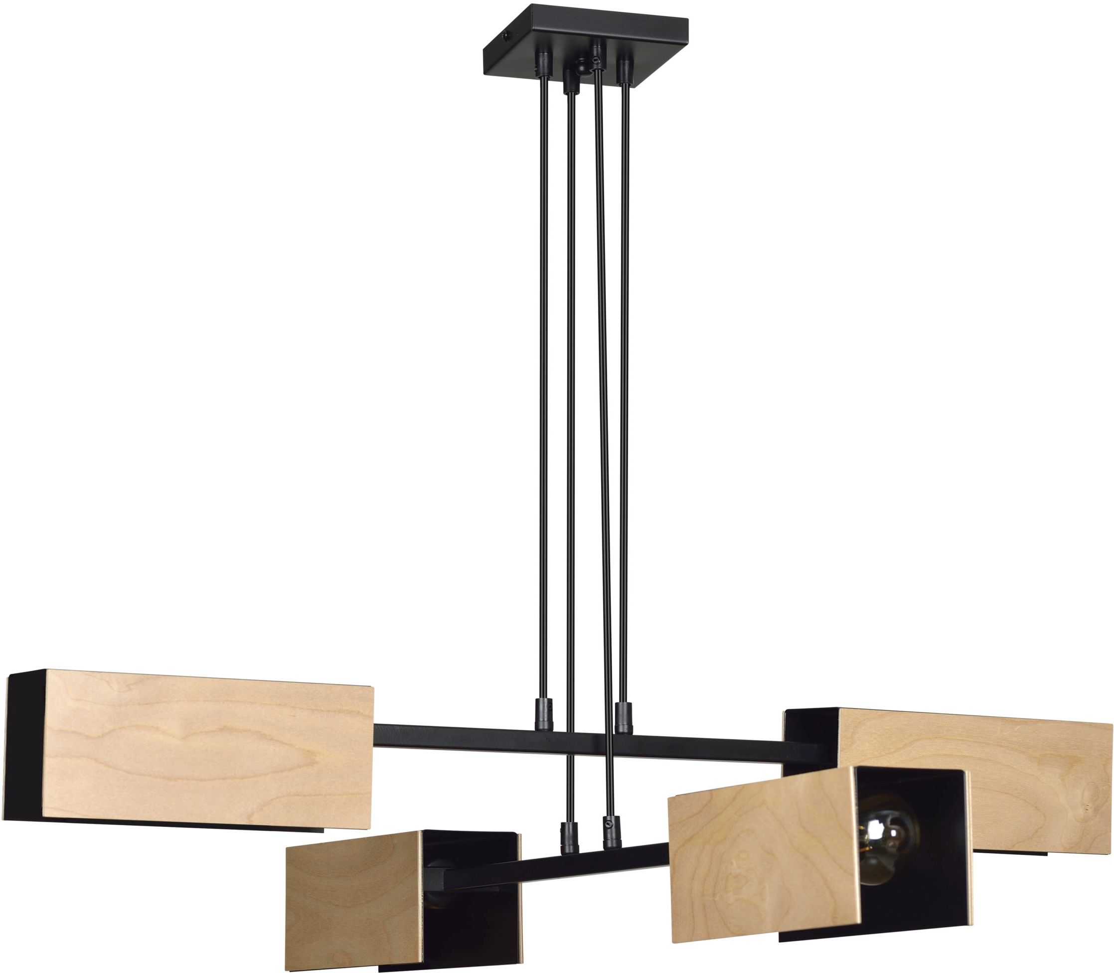 Emibig Zaper lampada sospesa 4x15 W nero-legno 616/4