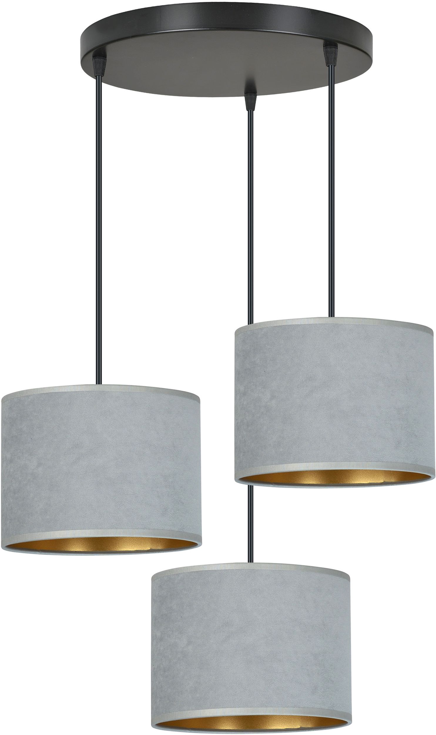 Emibig Hilde lampada sospesa 3x15 W nero-oro-grigio/cenere 1050/3PREM
