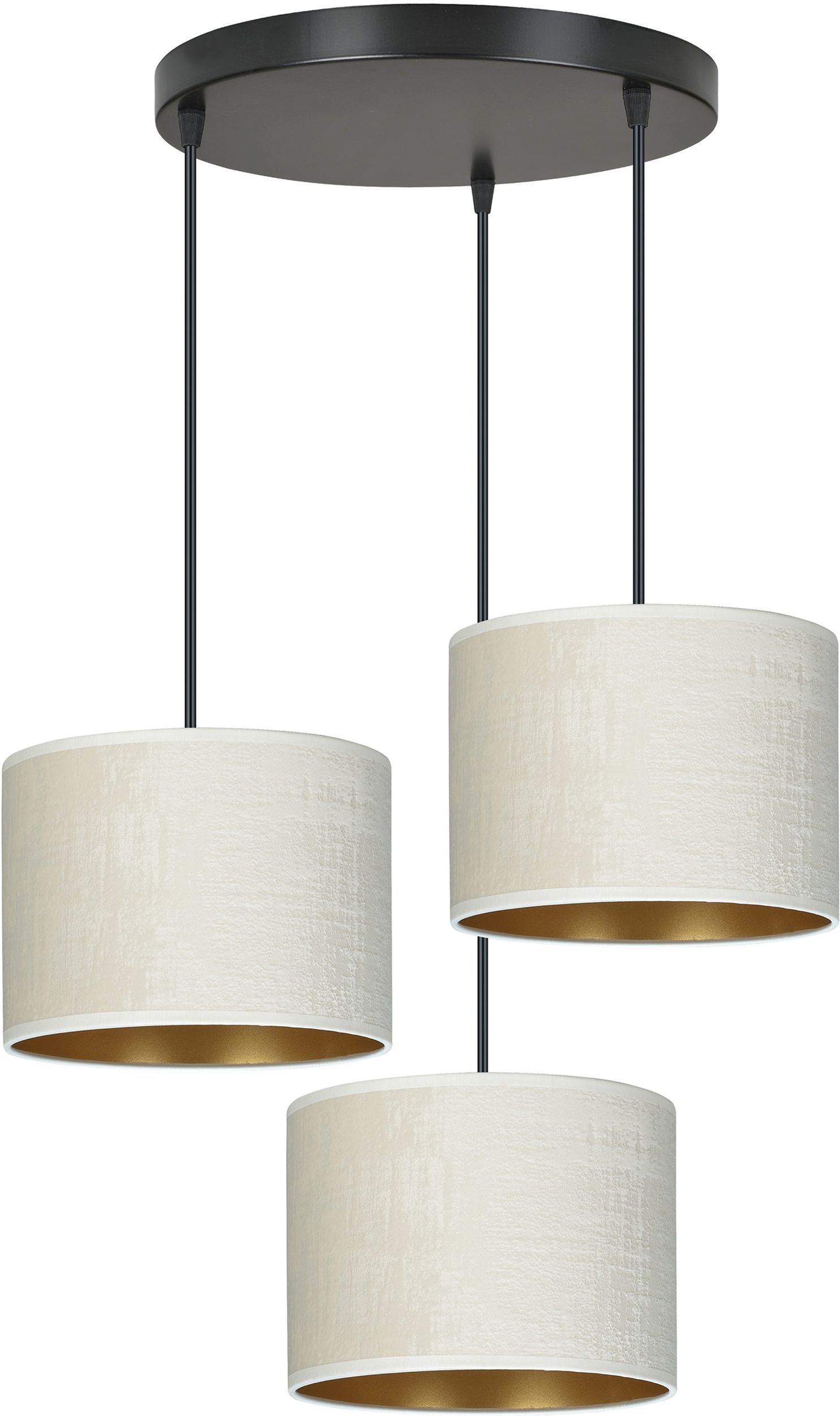 Emibig Hilde lampada sospesa 3x15 W bianco-nero-oro 1052/3PREM