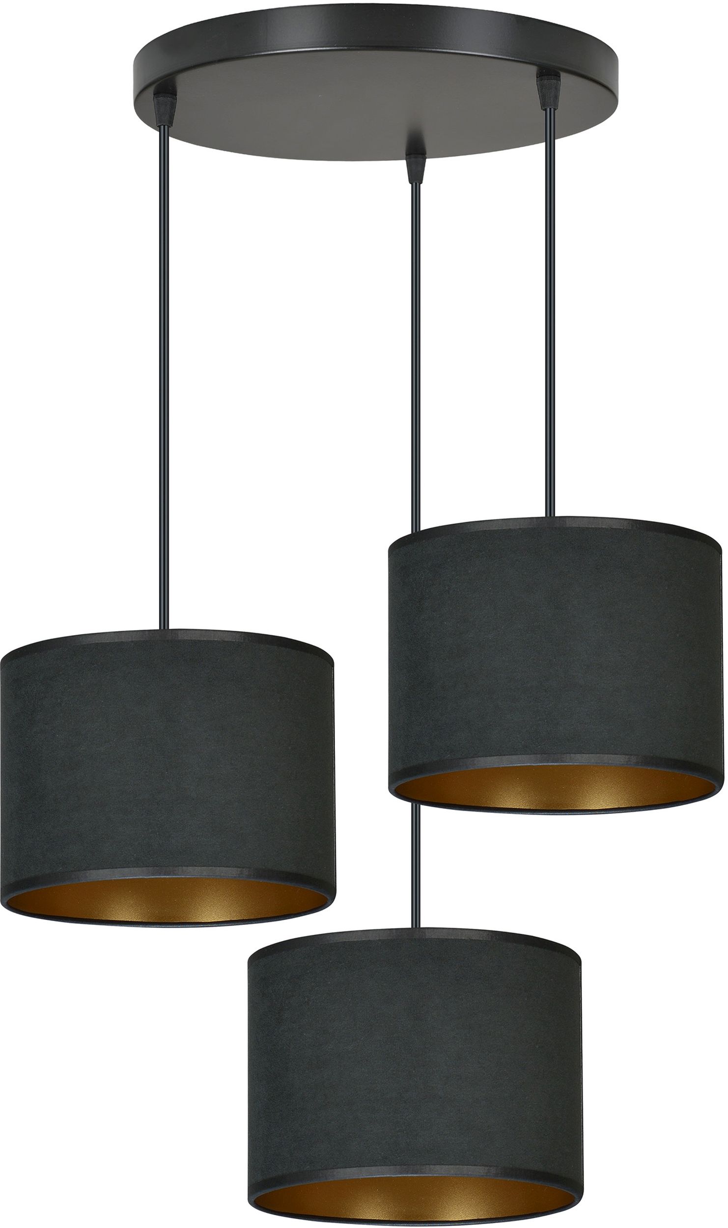 Emibig Hilde lampada sospesa 3x15 W nero-oro 1054/3PREM