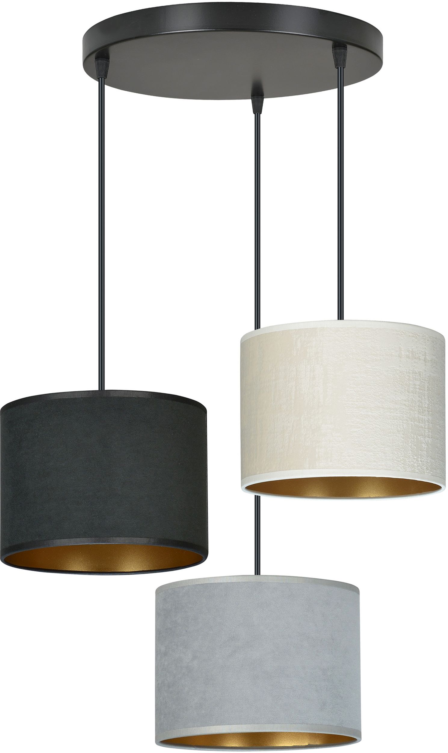 Emibig Hilde lampada sospesa 3x15 W bianco-nero-oro-grigio/cenere 1055/3PREM