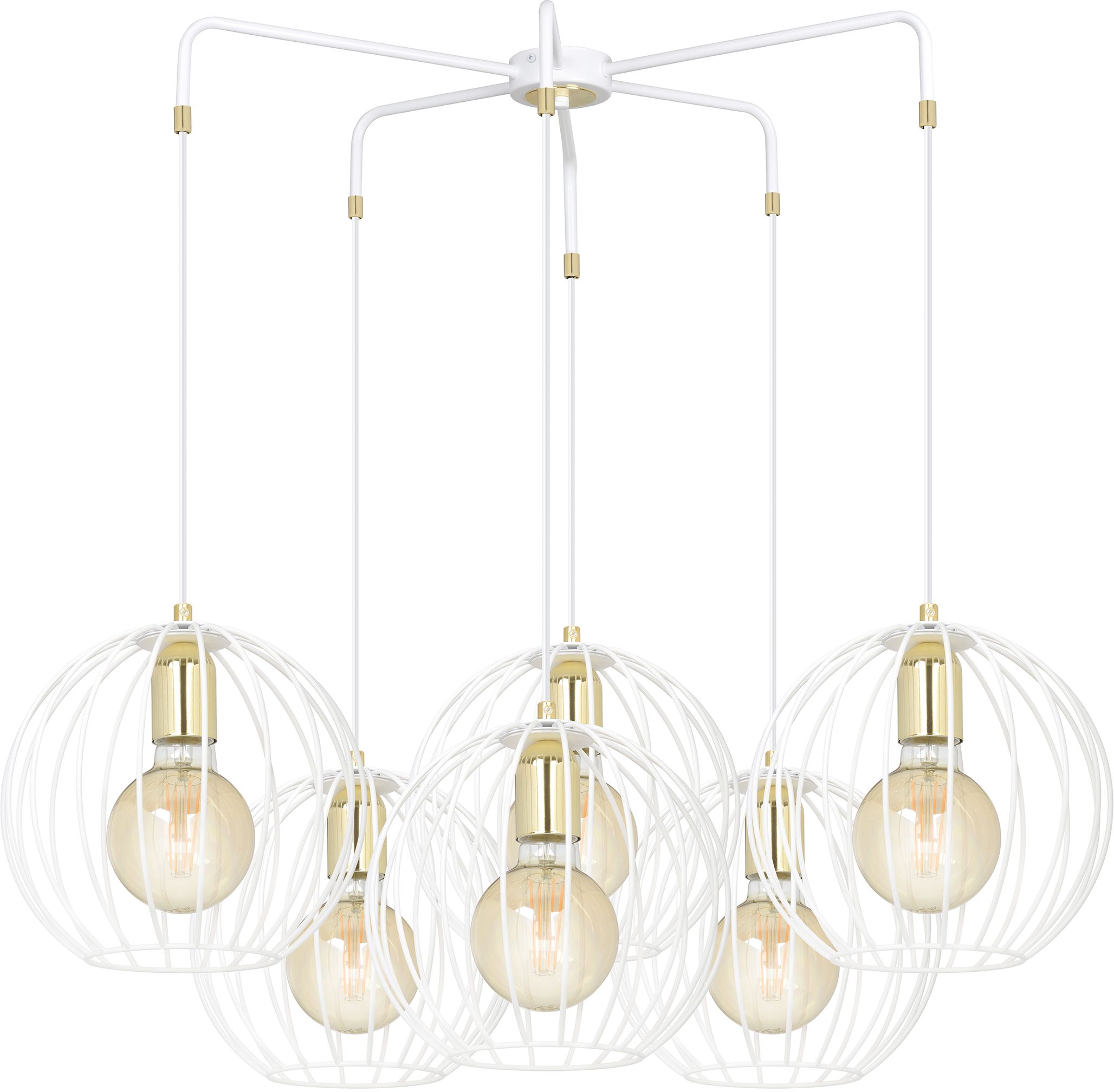 Emibig Albio lampada sospesa 6x15 W bianco-oro 145/6