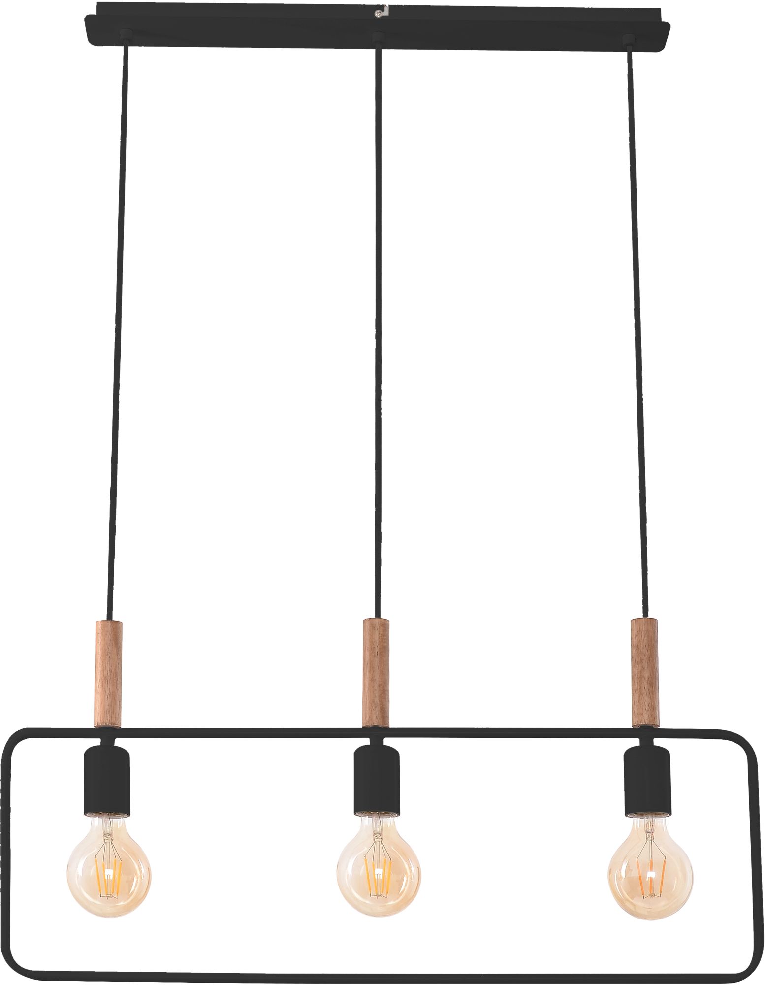 Candellux Frame lampada sospesa 3x60 W nero-legno 33-73525