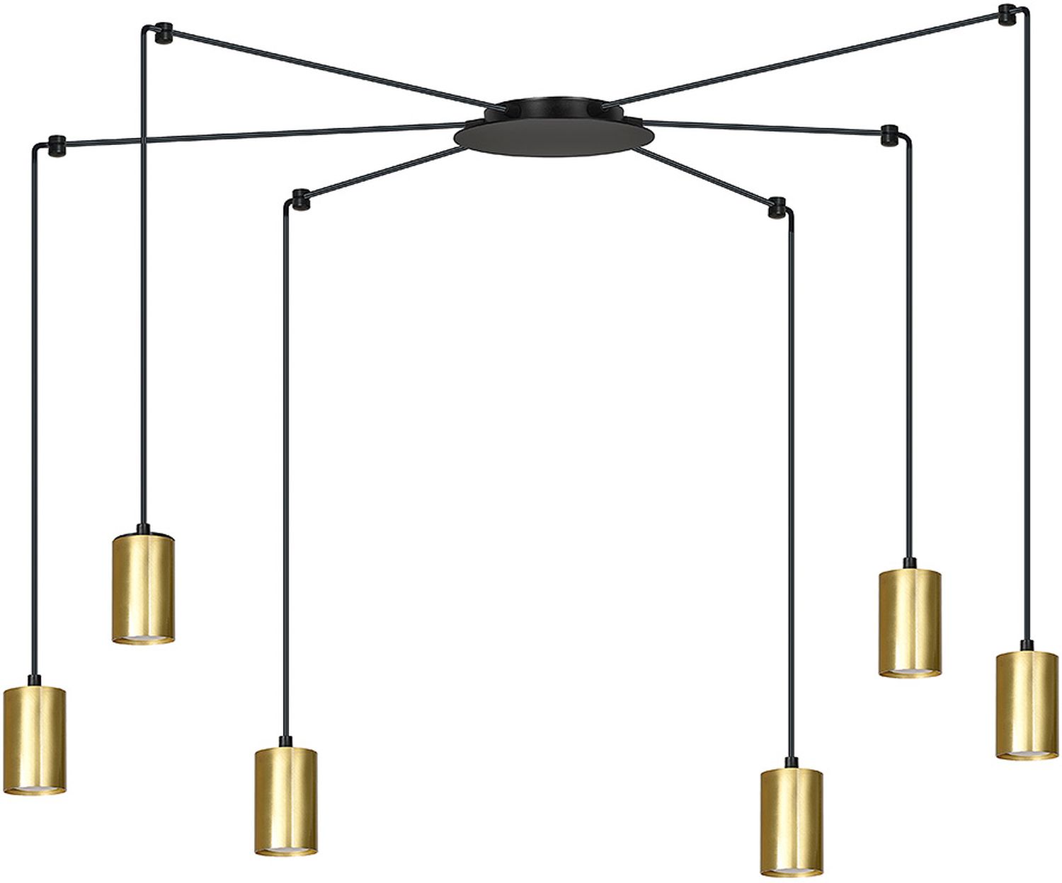 Emibig Traker lampada sospesa 6x8 W nero-oro 526/6