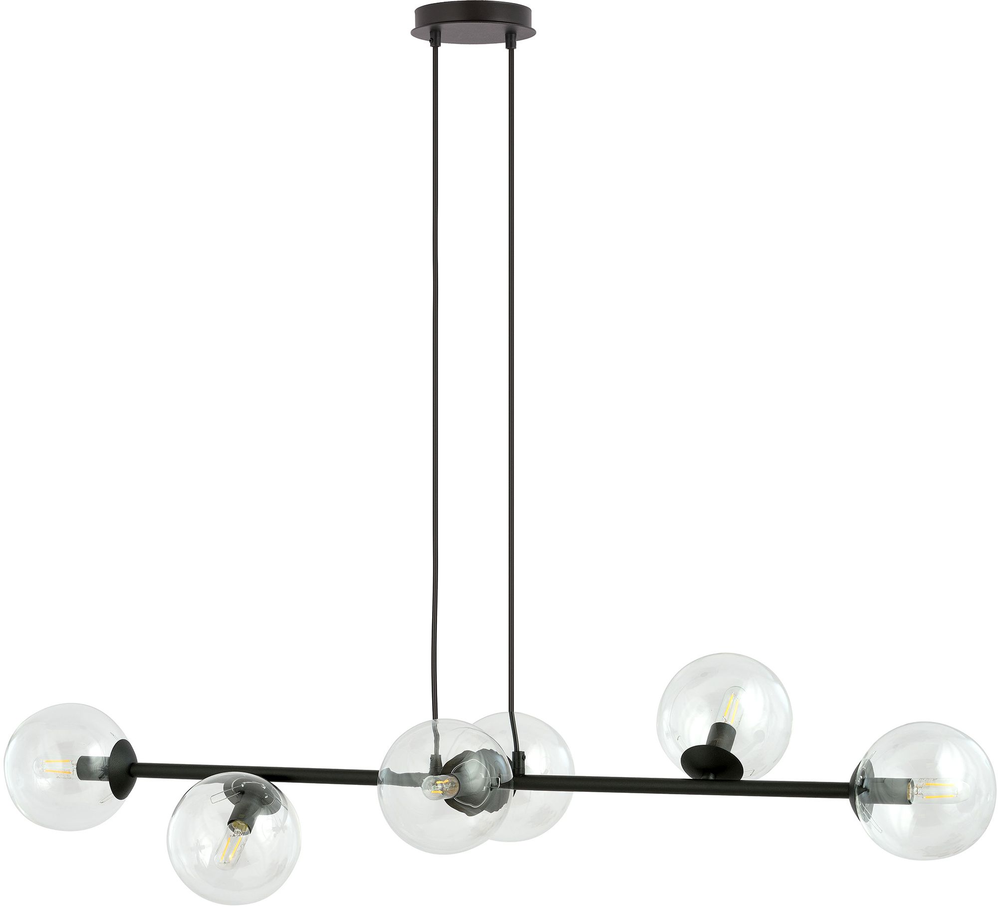 Emibig Rossi lampada sospesa 6x10 W nero-trasparente 874/6