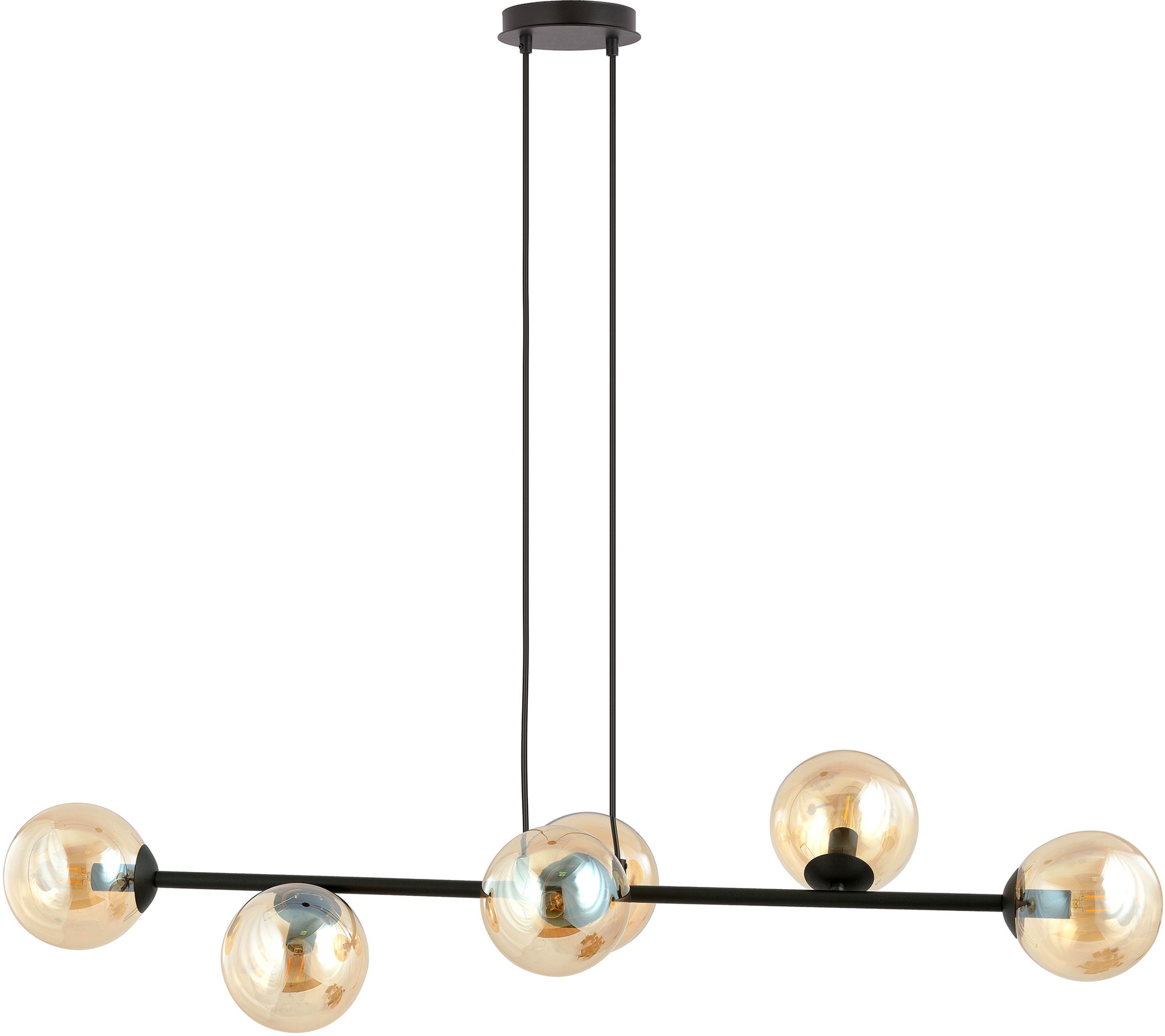 Emibig Rossi lampada sospesa 6x10 W nero-ambra 876/6