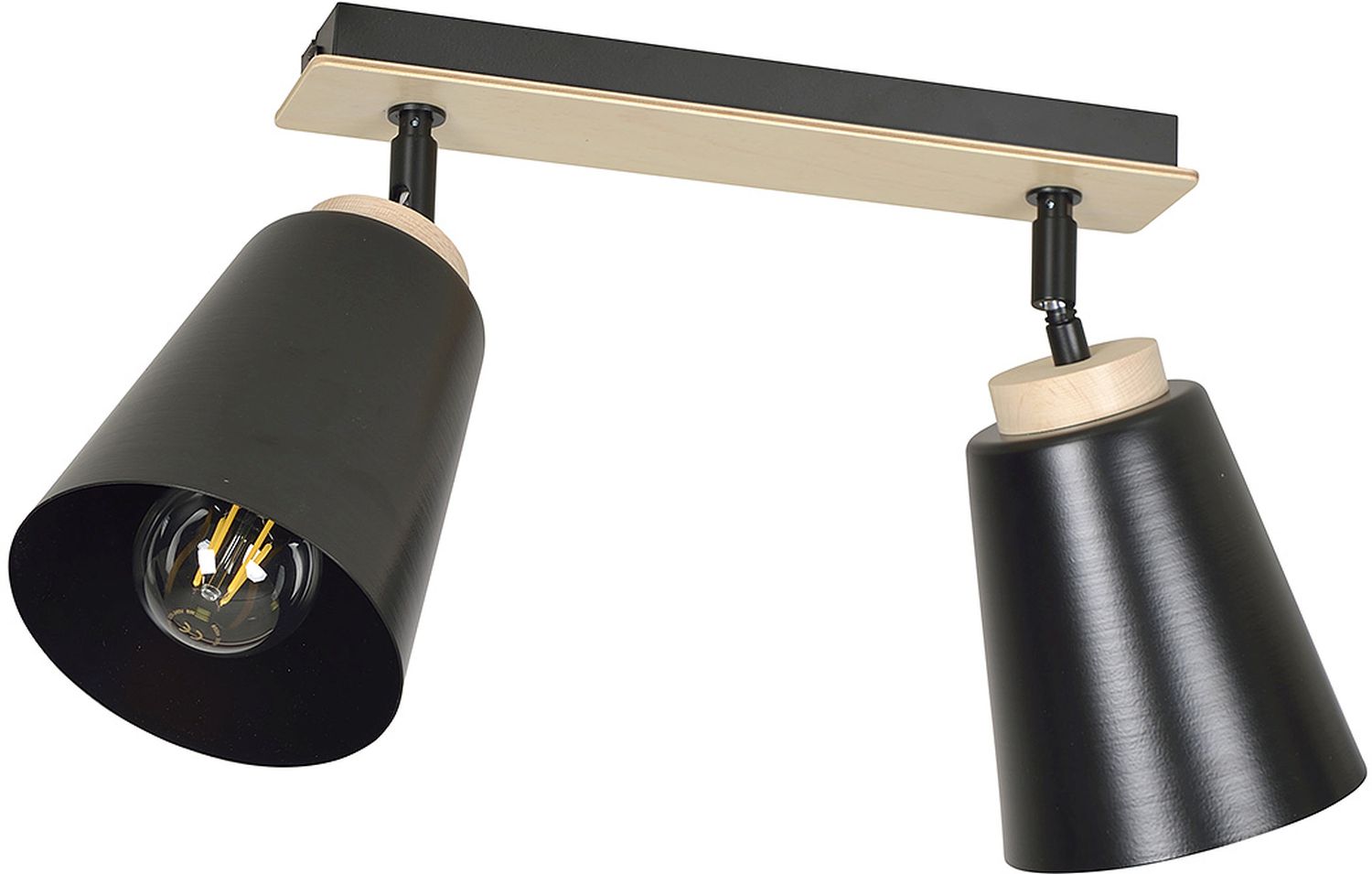 Emibig Atlas lampada da soffitto 2x15 W nero-legno 725/2