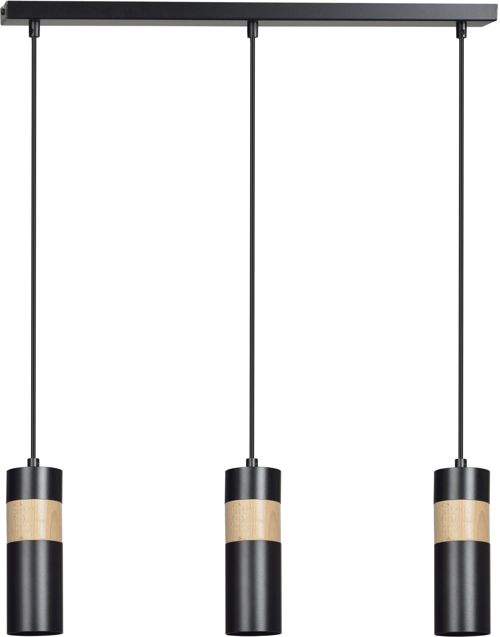 Emibig Akari lampada sospesa 3x8 W nero-legno 732/3
