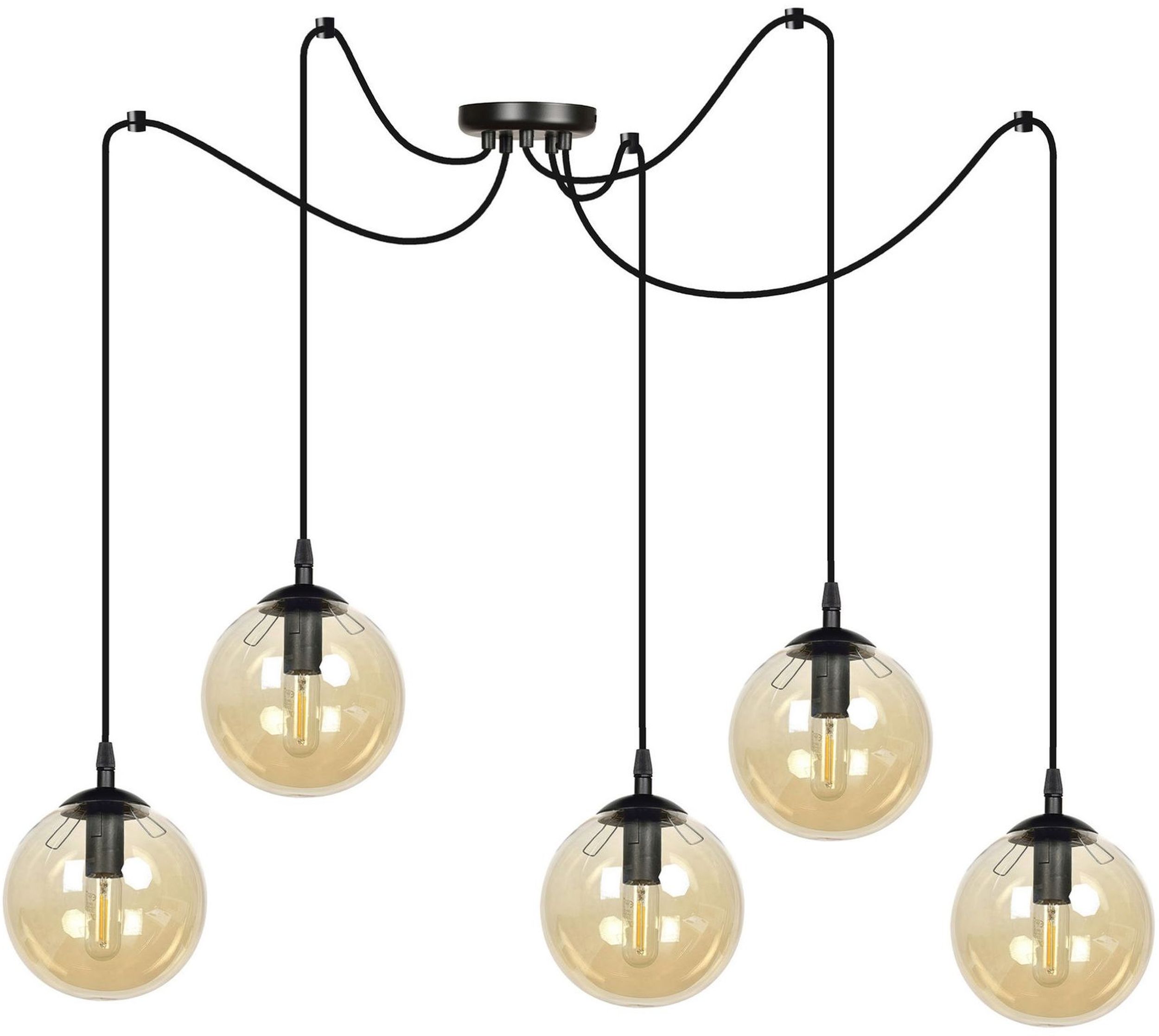 Emibig Gigi lampada sospesa 5x10 W nero-ambra 938/5