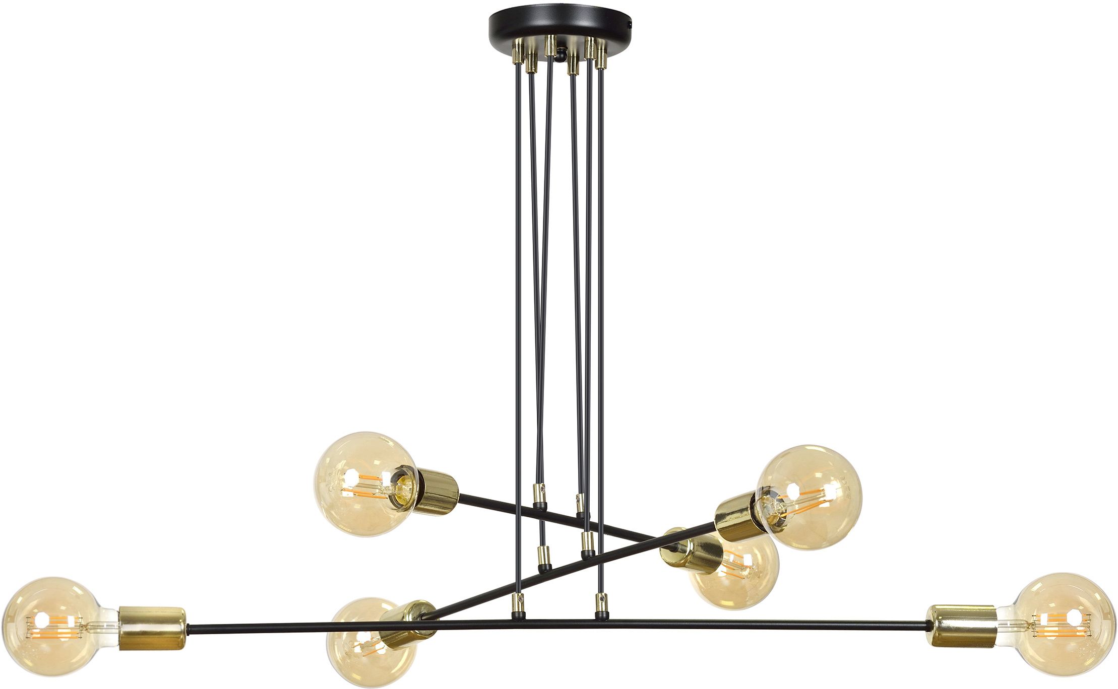Emibig Vesio lampada sospesa 6x15 W nero-oro 785/6