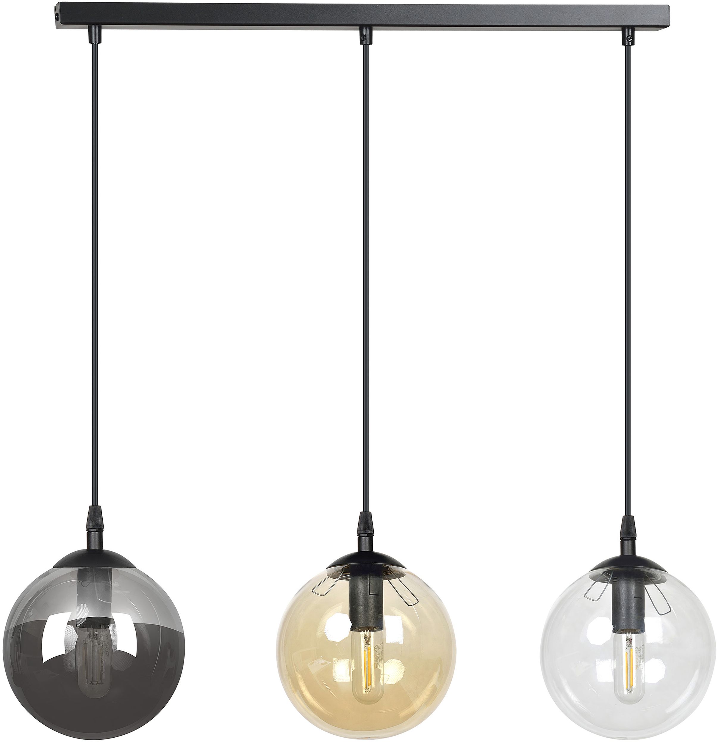 Emibig Cosmo lampada sospesa 3x10 W nero-trasparente-ambra-grafite 714/3