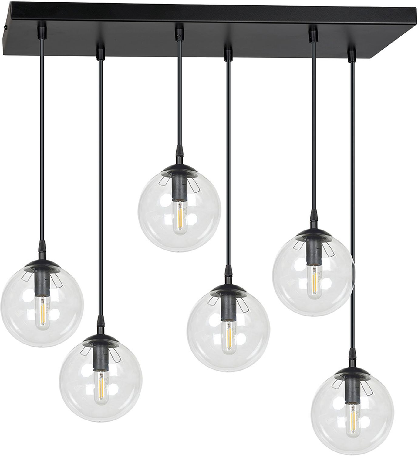 Emibig Cosmo lampada sospesa 6x10 W nero-trasparente 711/6