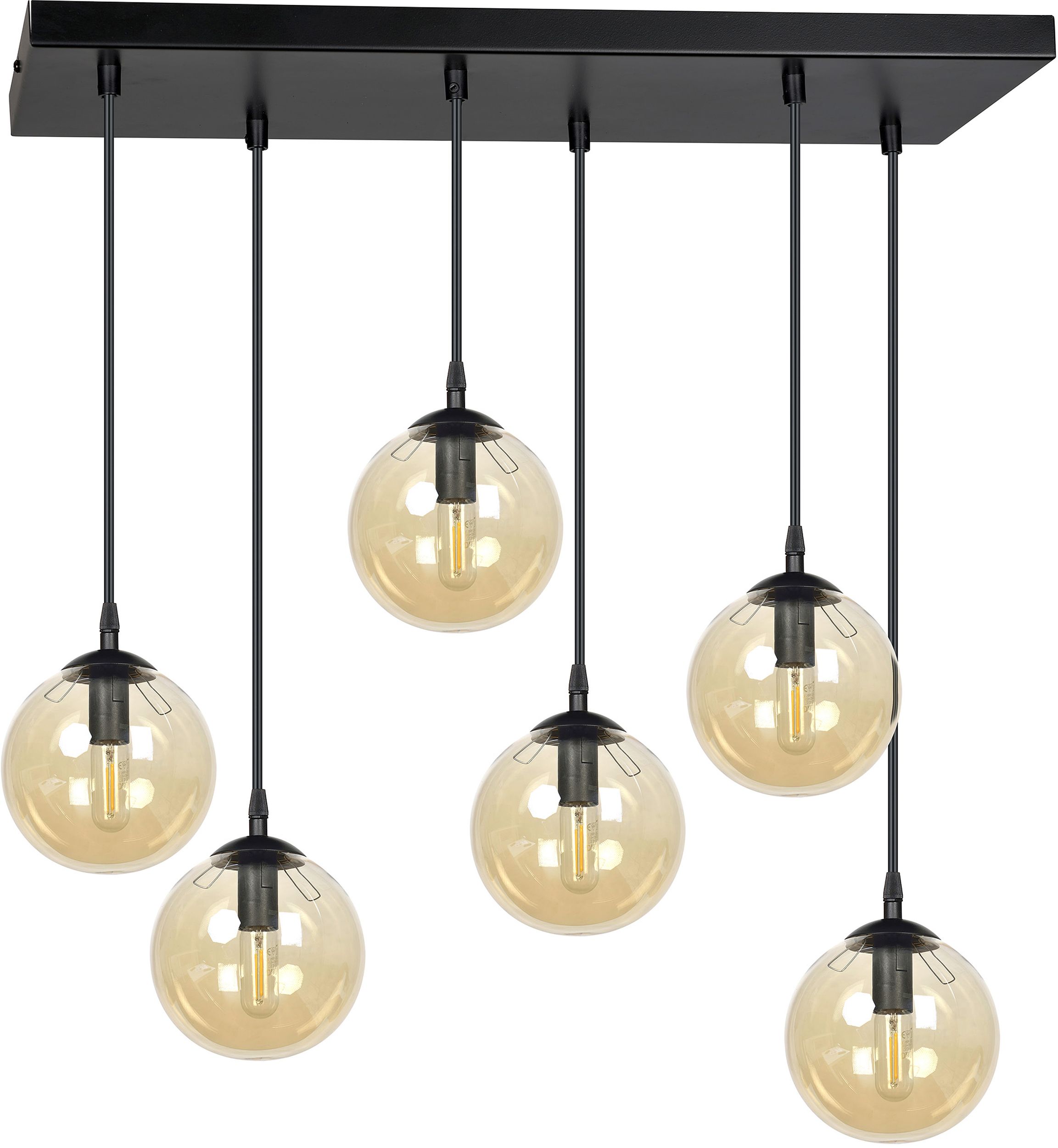 Emibig Cosmo lampada sospesa 6x10 W nero-ambra 713/6