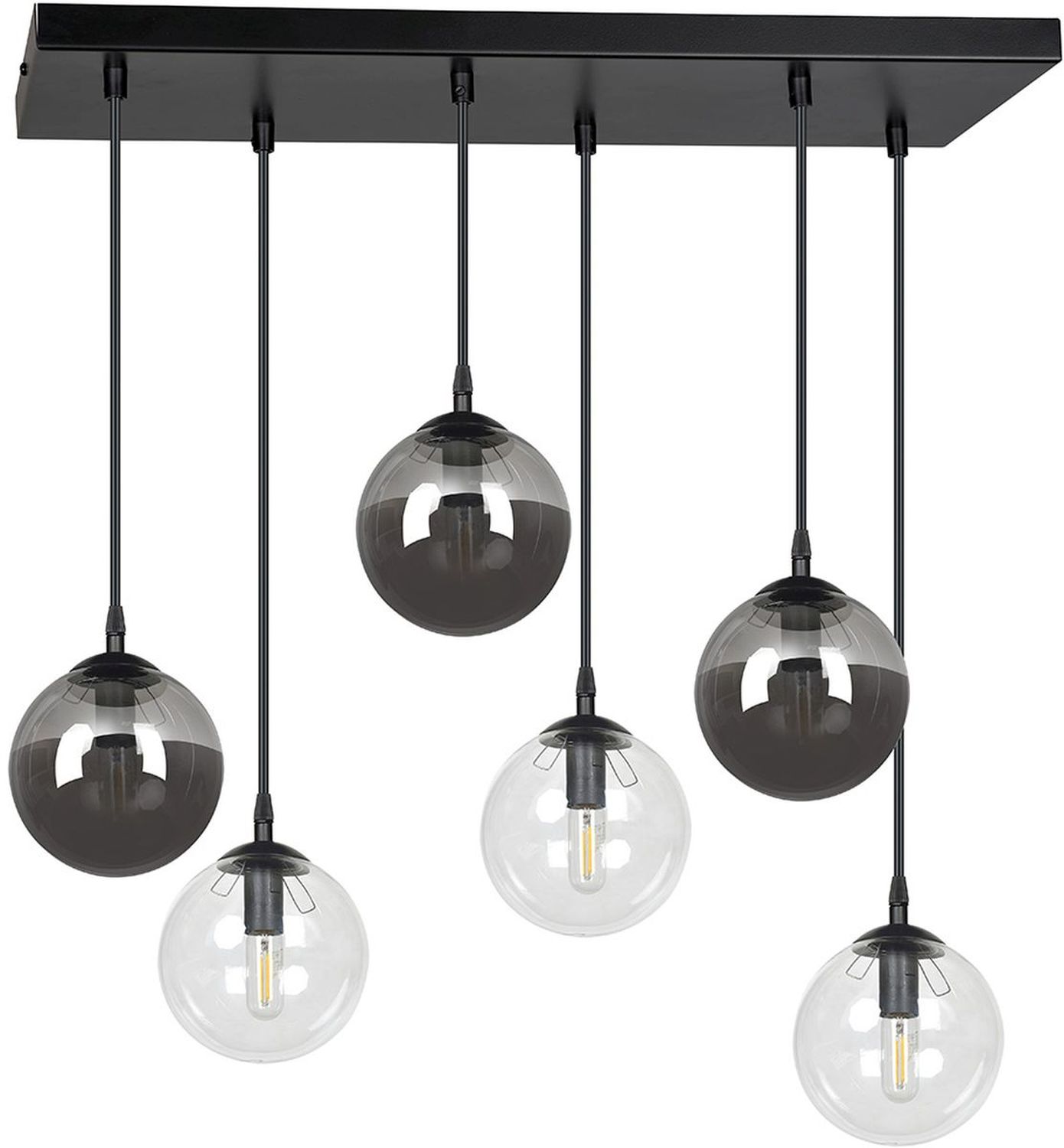 Emibig Cosmo lampada sospesa 6x10 W nero 714/6M2