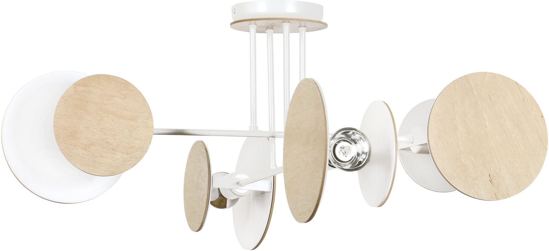 Emibig Zita lampada da soffitto 4x15 W bianco-legno 174/4