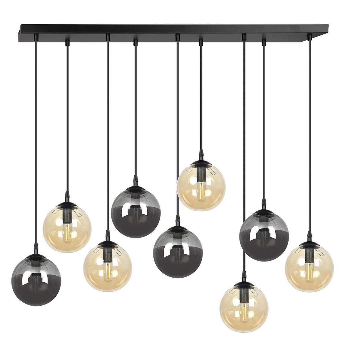 Emibig Cosmo lampada sospesa x10 W nero-ambra-grafite 714/9M1