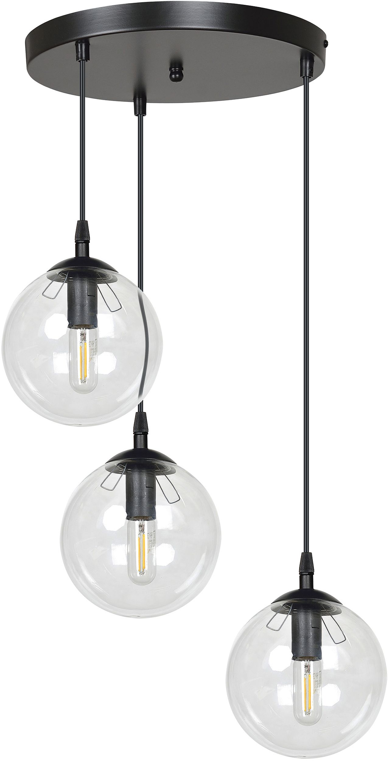 Emibig Cosmo lampada sospesa 3x10 W nero-trasparente 711/3PREM
