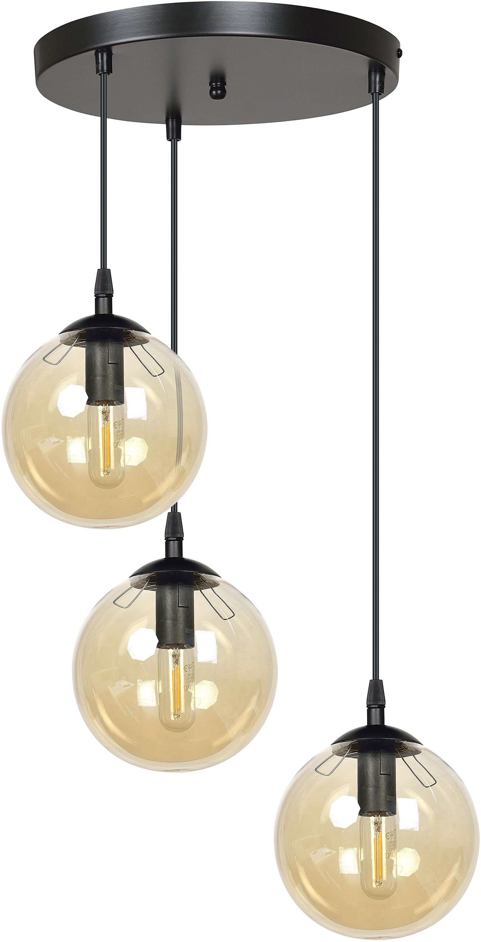 Emibig Cosmo lampada sospesa 3x10 W nero-ambra 713/3PREM